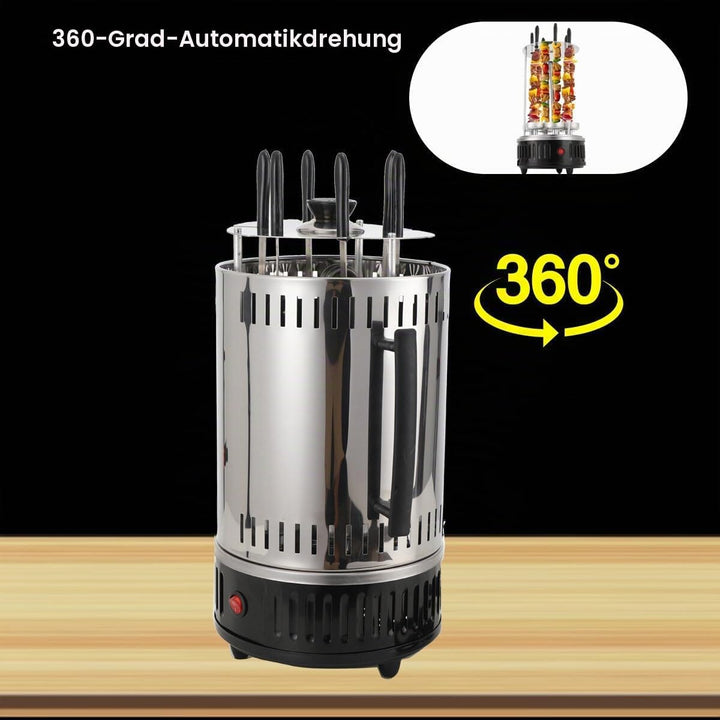 L-home 1000W Vertikaler Elektrischer Grill, 230V/50Hz Elektrogrill Schaschlikgrill mit 6 Spiesse, 38