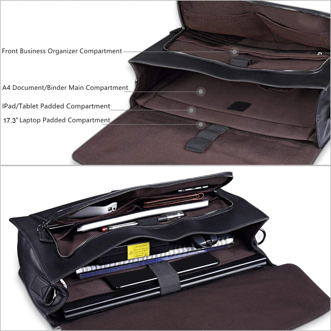 ESTARER Aktentasche Herren PU Leder Arbeitstasche Gross 15.6 Zoll Laptop Umhängetasche für Arbeit, B