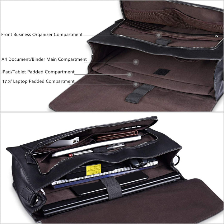 ESTARER Aktentasche Herren PU Leder Arbeitstasche Gross 15.6 Zoll Laptop Umhängetasche für Arbeit, B
