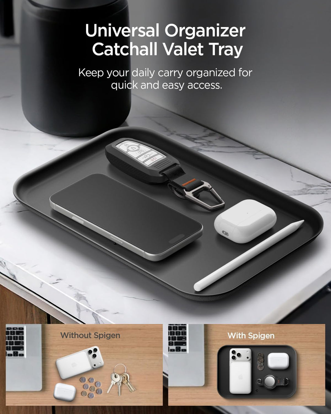 Spigen Ablageschale für Schlüssel und Geldbörse, Organizer Schale für Büro und Küche [Elegantes & Vi
