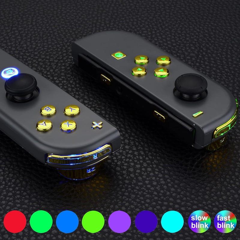 eXtremeRate LED Tasten für NS Switch Joycon,7 Farbe 9 Modi Leuchttaste ABXY Knöpfe Trigger Tasten Be