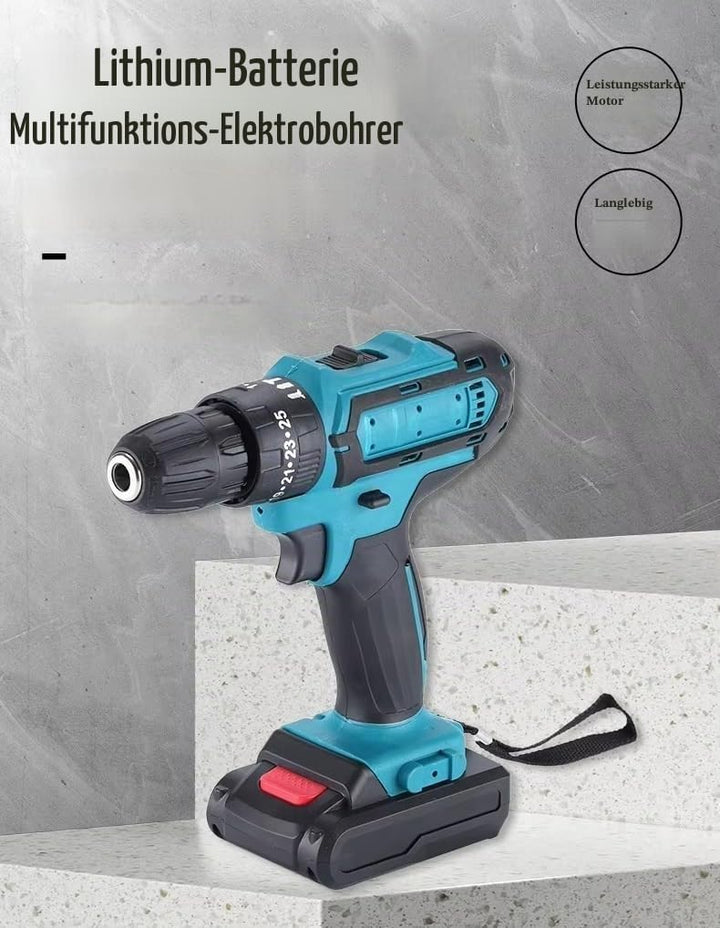 Kabelloser Bohrer-Treiber mit 2 21V 1200mAh Batterien, 40N.m Elektrobohrer Set 32 in 1, 25+3 Drehmom