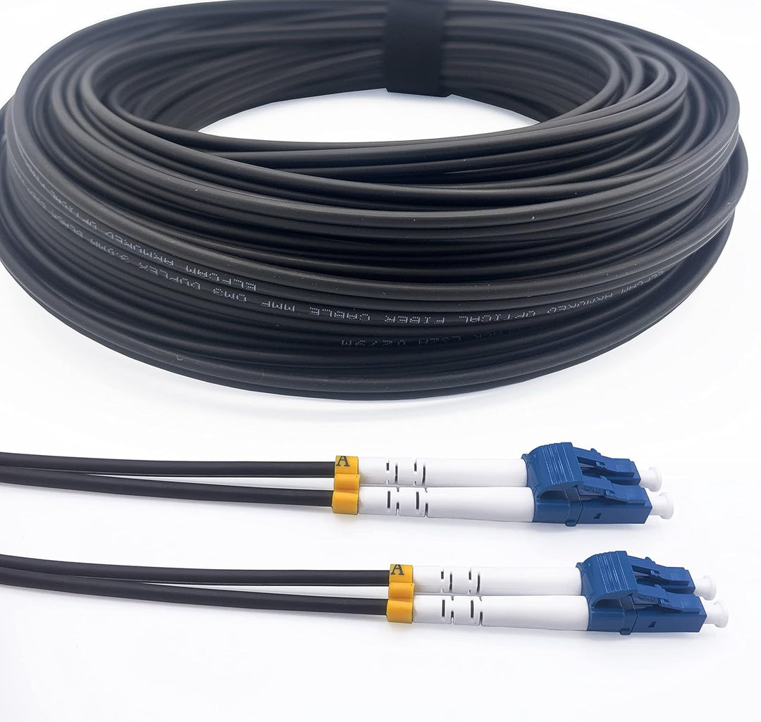 Elfcam® - 35m Gepanzerte Glasfaser-kabel LC/UPC auf LC/UPC OS2 Duplex Singlemode 9/125µm LSZH, LWL-K
