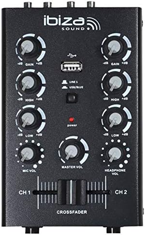 Ibiza - MIX500BT - Semiprofessioneller 2-Kanal-Mixer mit Mikrofon- und Line-Eingängen sowie Kopfhöre