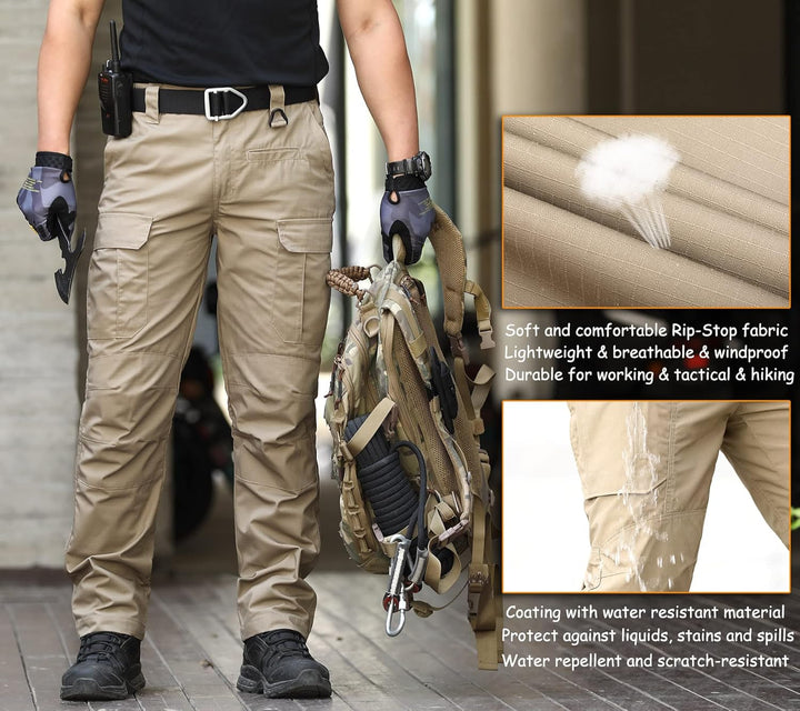 CARWORNIC Herren Taktische Militär Hose Wasserdicht Arbeit Cargohose, Dunkelgrau
