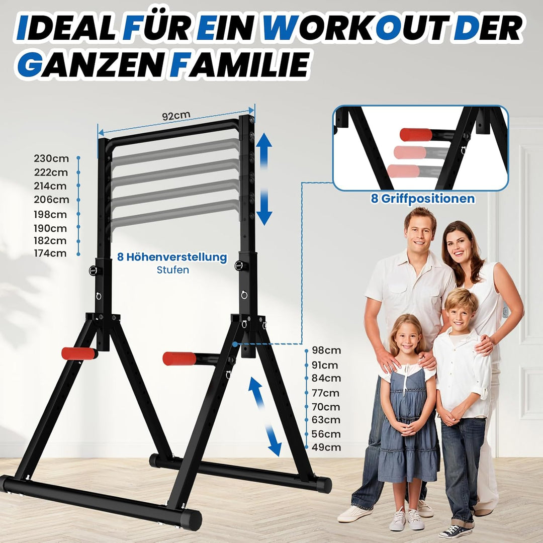 DOBESTS Faltbar Power Tower Dip Station Klimmzugstange Freistehend Höhenverstellbar Multifunktional