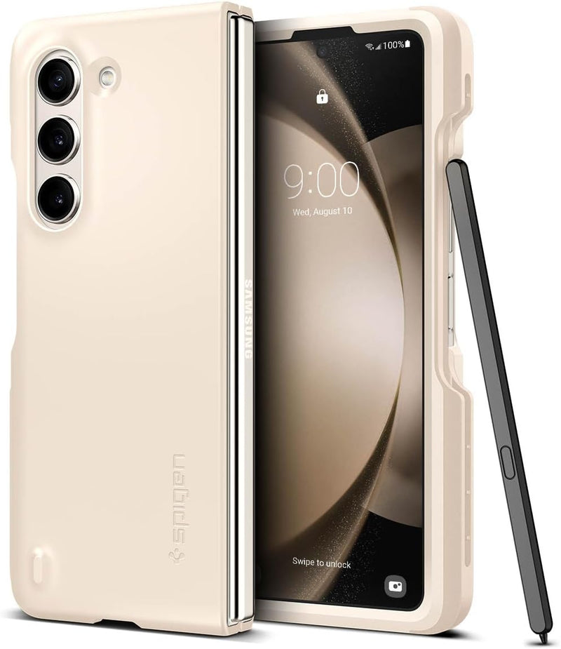 Spigen Thin Fit P Hülle Kompatibel mit Samsung Galaxy Z Fold 5 -Pearled Ivory (S Pen Nicht inklusiv)