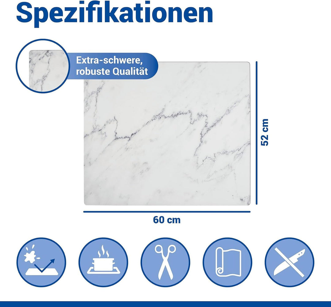 WENKO Abdeckmatte Mod. Marmor Schutzmatte Küche Vinylmatte hitzebeständig PVC 60x52 cm Mehrfarbig fü