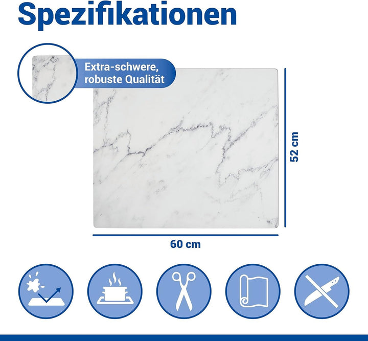 WENKO Abdeckmatte Mod. Marmor Schutzmatte Küche Vinylmatte hitzebeständig PVC 60x52 cm Mehrfarbig fü
