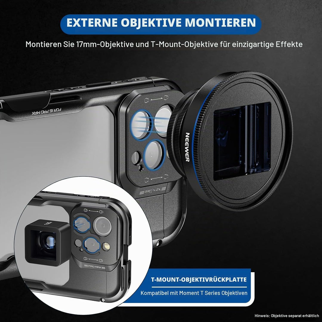 NEEWER 16 Pro Max Käfig Cage, Schnellwechsel Video Rig Handy Stabilisator, kompatibel mit iPhone 16