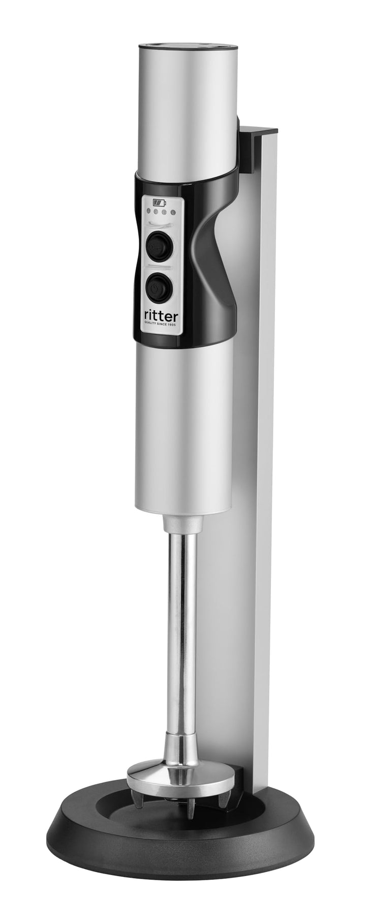 RITTER 628000 stilo 7 Plus kabelloser, akkubetriebener Stabmixer, Edelstahl, Silber, stilo 7 Plus