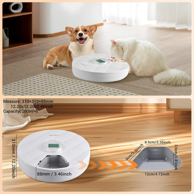 GAMKII Automatic Cat Wet Food Feeder 6 Meals with 2 Ice Packs, Battery Power Auto Pet Food Dispenser