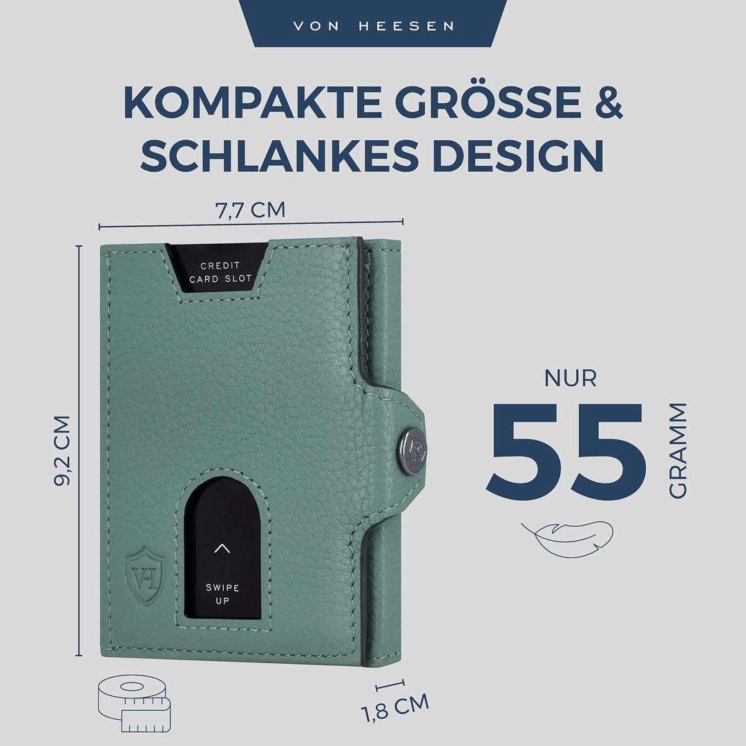 VON HEESEN Slim Wallet mit RFID Schutz - Geldbörse Herren klein - Mini Geldbeutel Damen Portmonee -