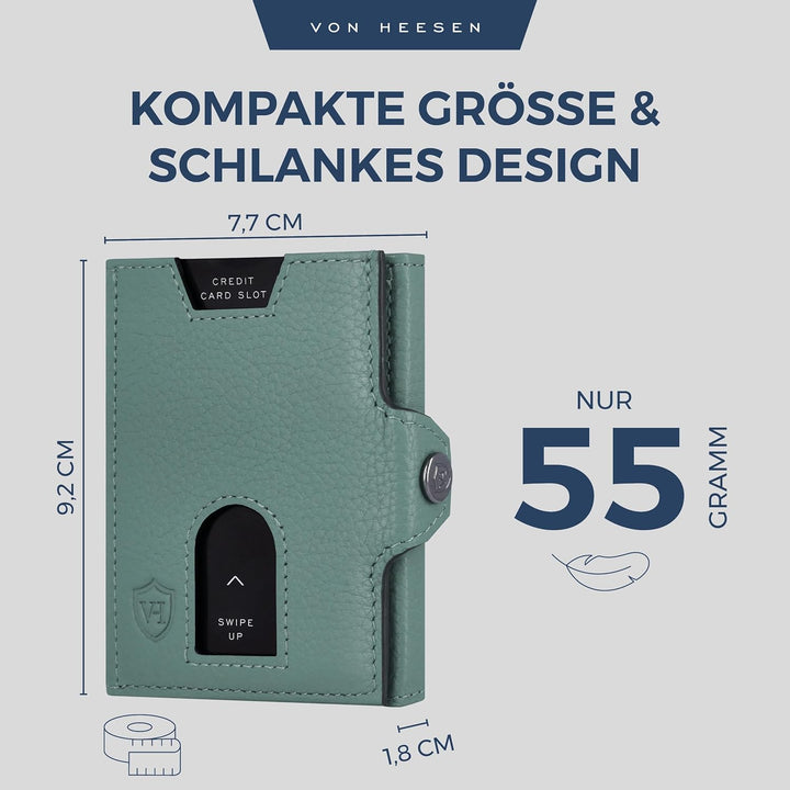 VON HEESEN Slim Wallet mit RFID Schutz - Geldbörse Herren klein - Mini Geldbeutel Damen Portmonee -