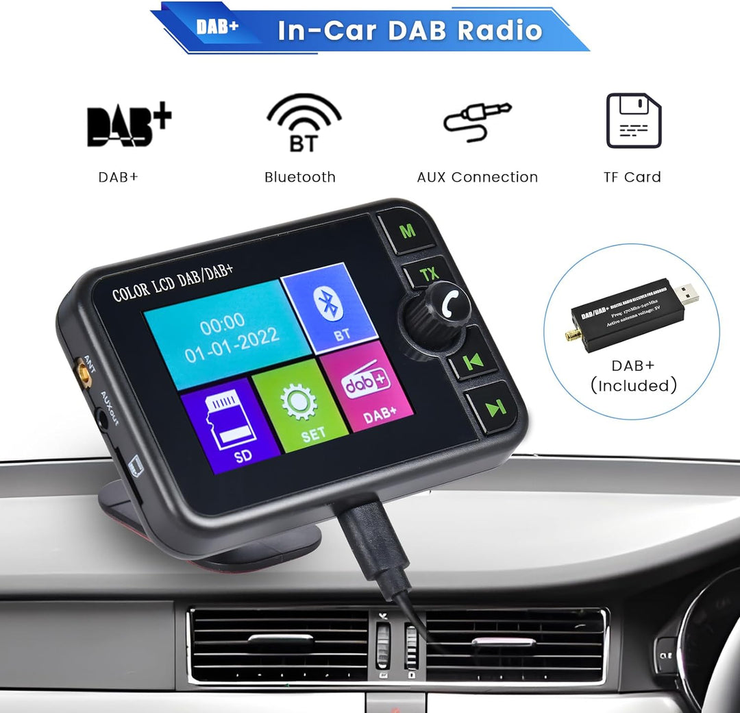 Hikity DAB+ Adapter Antennentuner für Autoradio Digital Empfänger Externe DAB Box Adapter Tuner Komp