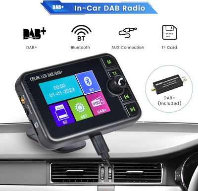 Hikity DAB+ Adapter Antennentuner für Autoradio Digital Empfänger Externe DAB Box Adapter Tuner Komp