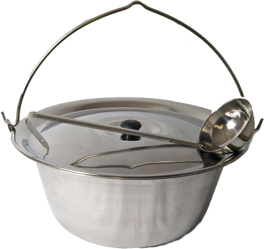 Set Gulaschkessel Gulaschtopf Edelstahl 14 Liter + Deckel + Gratis Schöpfkelle