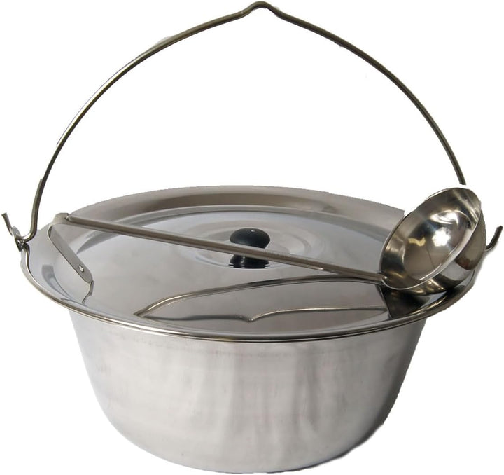 Set Gulaschkessel Gulaschtopf Edelstahl 14 Liter + Deckel + Gratis Schöpfkelle