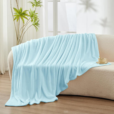 WAVVE Kuscheldecke Flauschig Decke Fleecedecke - Sofadecke Hellblau 220x240 cm Wohndecke Sommer Couc