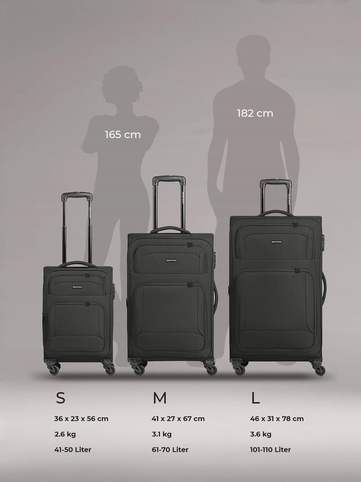 SMARTBOX Weichgepäck Check-in Koffer für Damen & Herren | Mittelgrosser Trolley 41 x 27 x 67 cm | 4