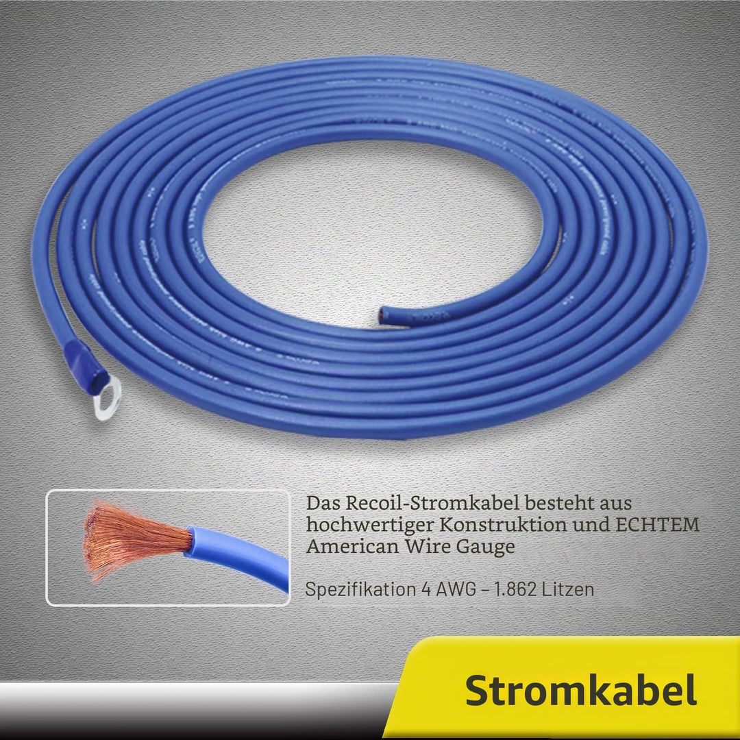 RECOIL RCK44 True 4 Gauge 4 Kanal CCA Verstärker Verkabelungs-Sets mit OFC Cinch-Kabel