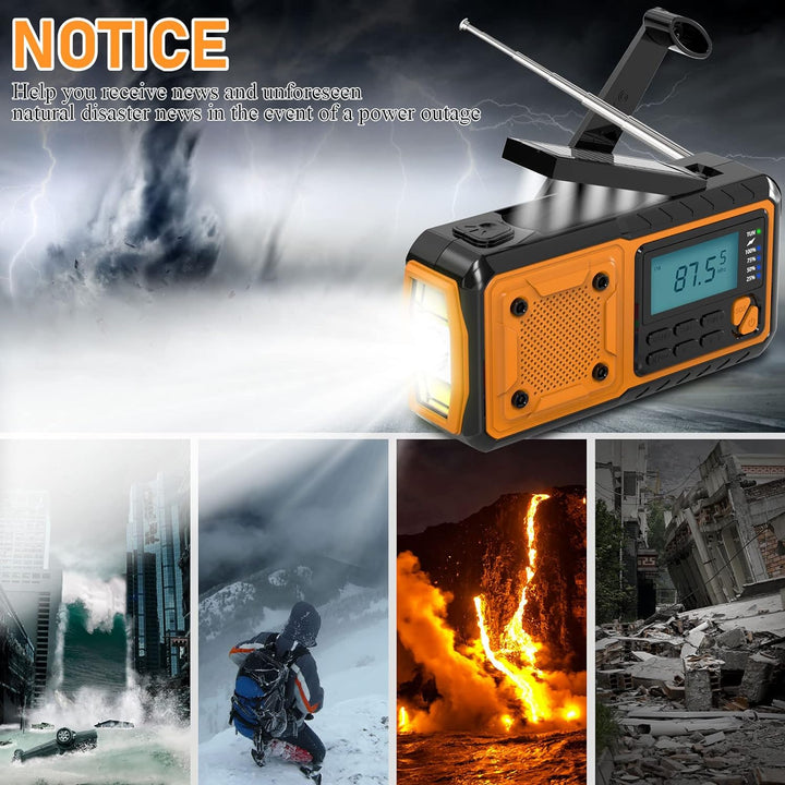 Tendak Kurbelradio mit Handyladefunktion, Notfallradio FM AM SW mit 4000mAh Wiederaufladbare/SOS Ala