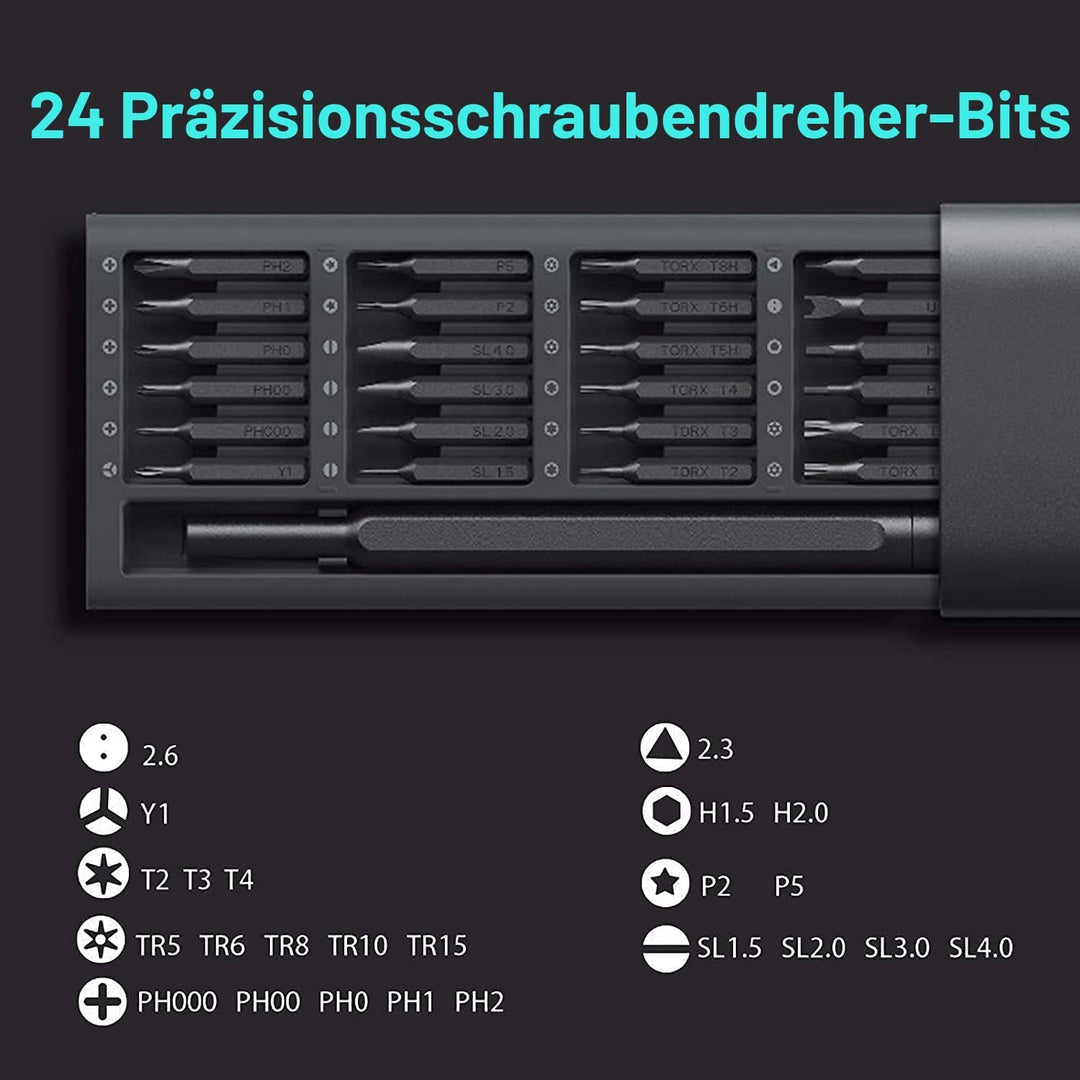 Xiaomi Mi Präzisions-Schraubendreher-Set, 24 magnetische Schraubendreher-Bit-Set, Taschen-Schraubend