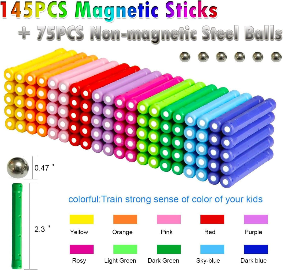 Funifinds 220 Stück Magnetische Stöcke Blöcke, Magnet Bildungsspielzeug Sticks Magnetische Bausteine