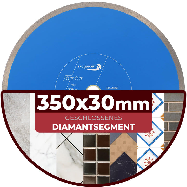 PRODIAMANT Profi Diamant-Fliesenscheibe Pro-Rim F702 350mm Bohrung 30mm mit Ring 25,4mm für Nassschn