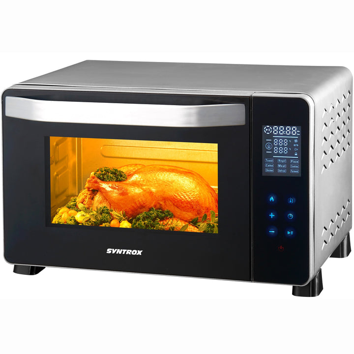 Syntrox Germany 45 Liter Digitaler Edelstahl Mini Stand Backofen mit Umluft und Drehspiess Miniofen