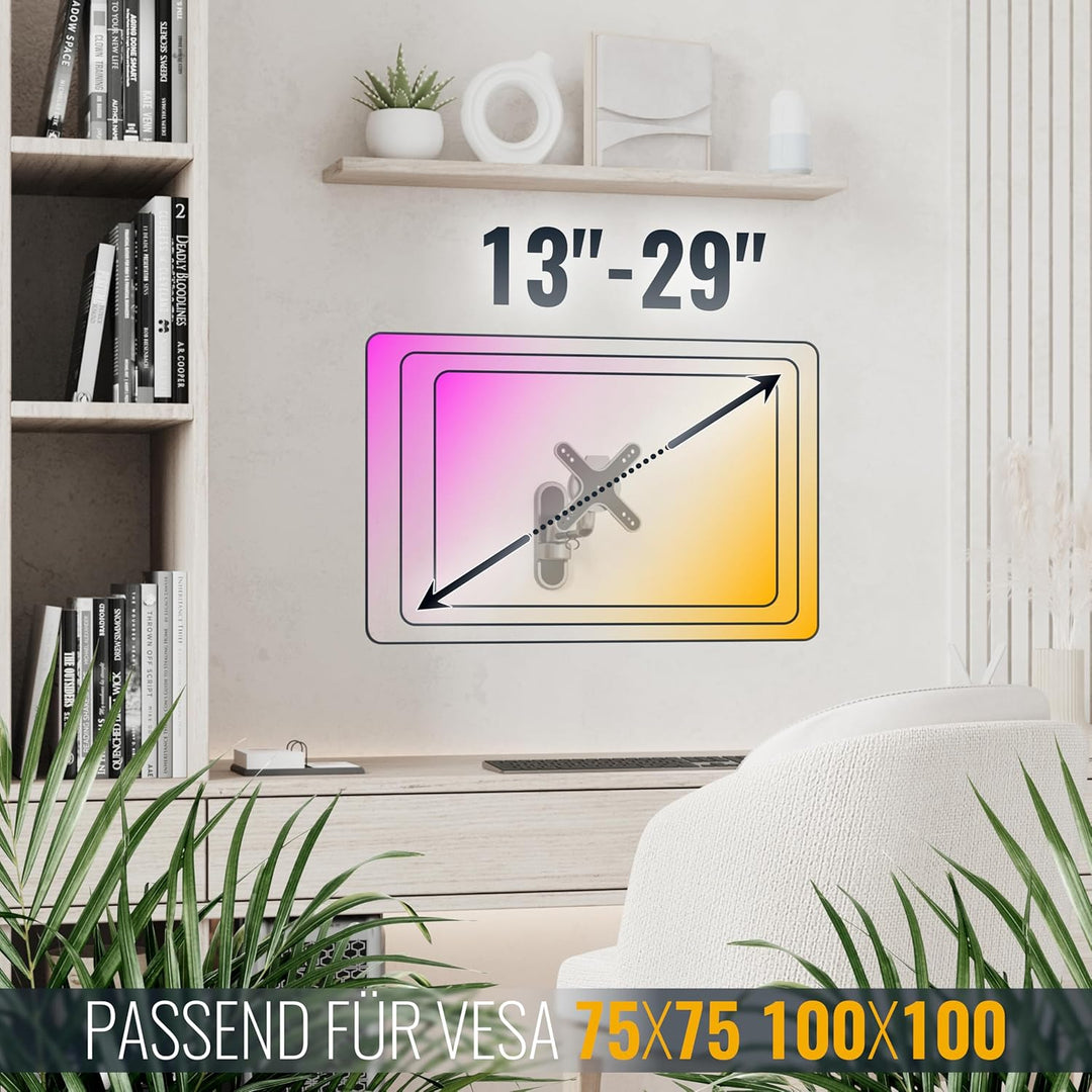 RICOO TÜV geprüfte PC Monitor Wandhalterung Schwenkbar Neigbar Universal für Bildschirm 13-19-24-27-