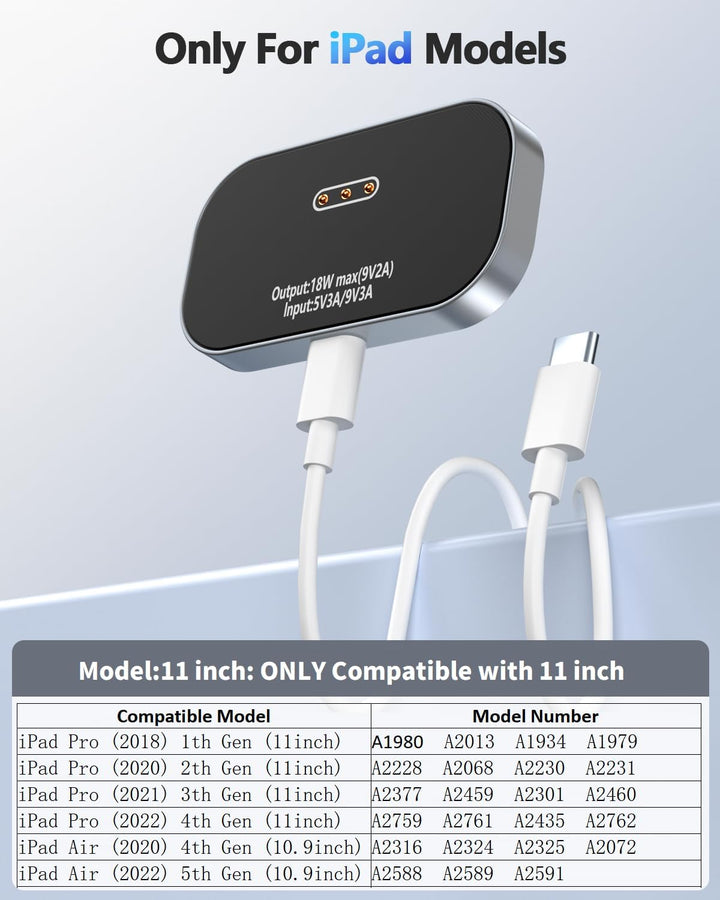 Magnetisches drahtloses Ladegerät für iPad Pro 11 (1./2./3./4.) & iPad Air 11 (M2/M3) & iPad Air 10.