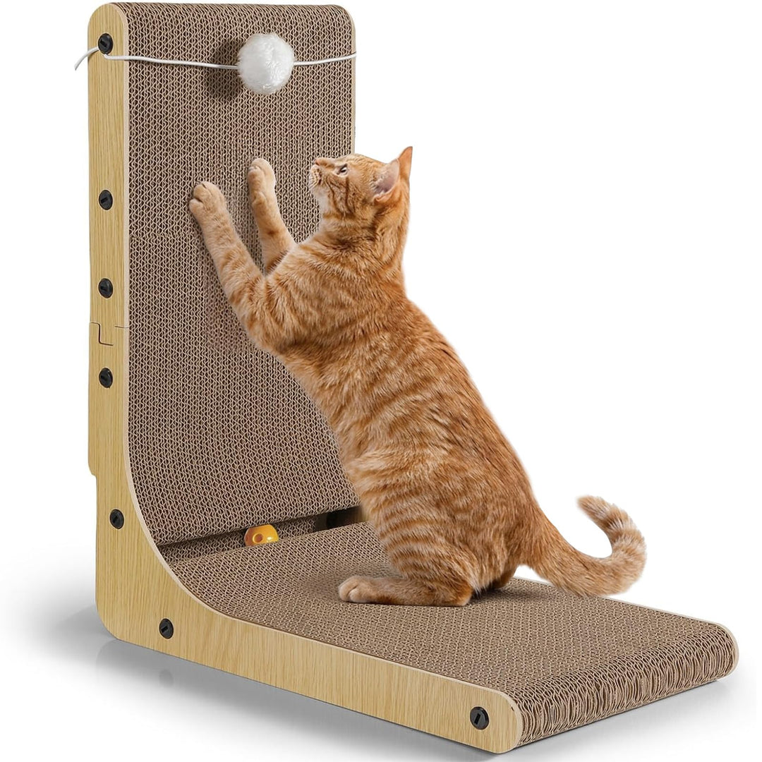 Gimars Hohe 47cm L förmige Kratzbrett Katze mit Ball, Vertikaler kratzpappe für Katzen, Langlebiges