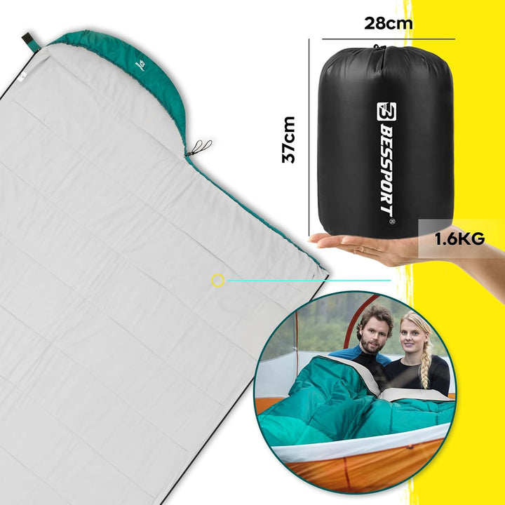 Bessport Schlafsack Flannel für Camping 3-4 Jahreszeiten - 10 °C-20°C | Winter Schlafsack Leichtgewi