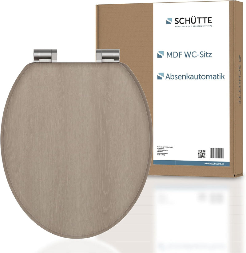 SCHÜTTE WC-Sitz MODERN mit Absenkautomatik aus Holz | Toilettensitz mit Klodeckel | Holzkern Toilett