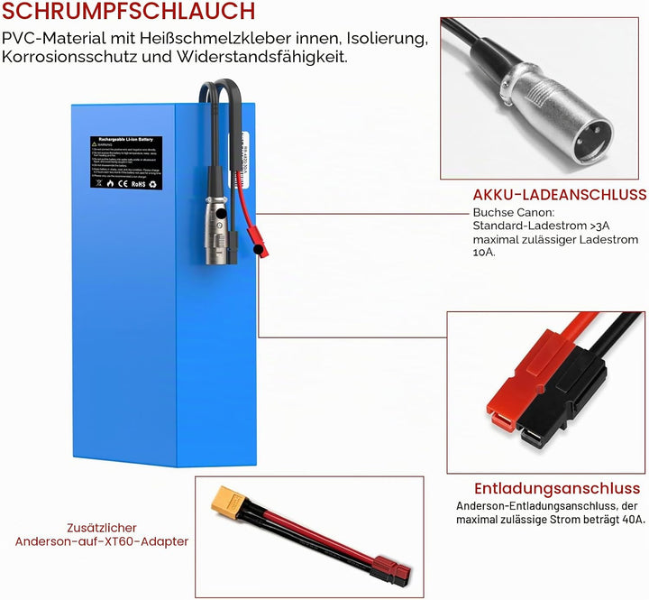Yasco 48V Ebike Akku Rechteckig Ebike Batterie- Lithium ion Elektrische Fahrrad Batterie für 1800W/