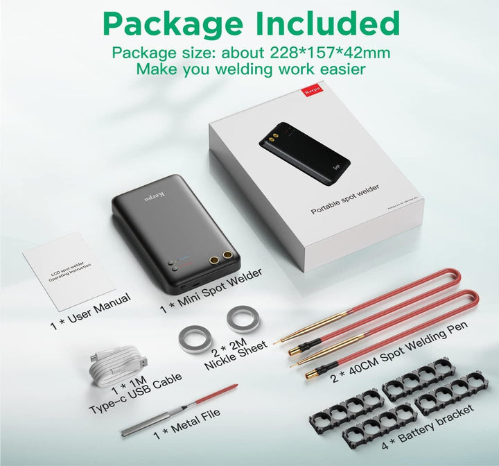 Mini-Punktschweissgerät, Kerpu 5000mAh Batterie-Punktschweissgerät, 6-Gänge einstellbar mit Typ-C La