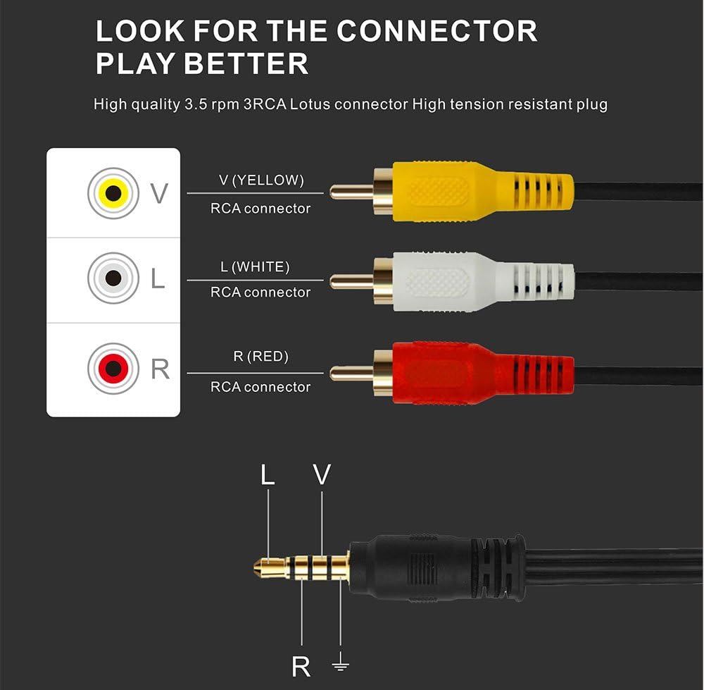 QiCheng & LYS Av camcorder video kabel, 3,5 mm Stecker auf 3 RCA Stecker Stereo Audio Video AUX Kabe