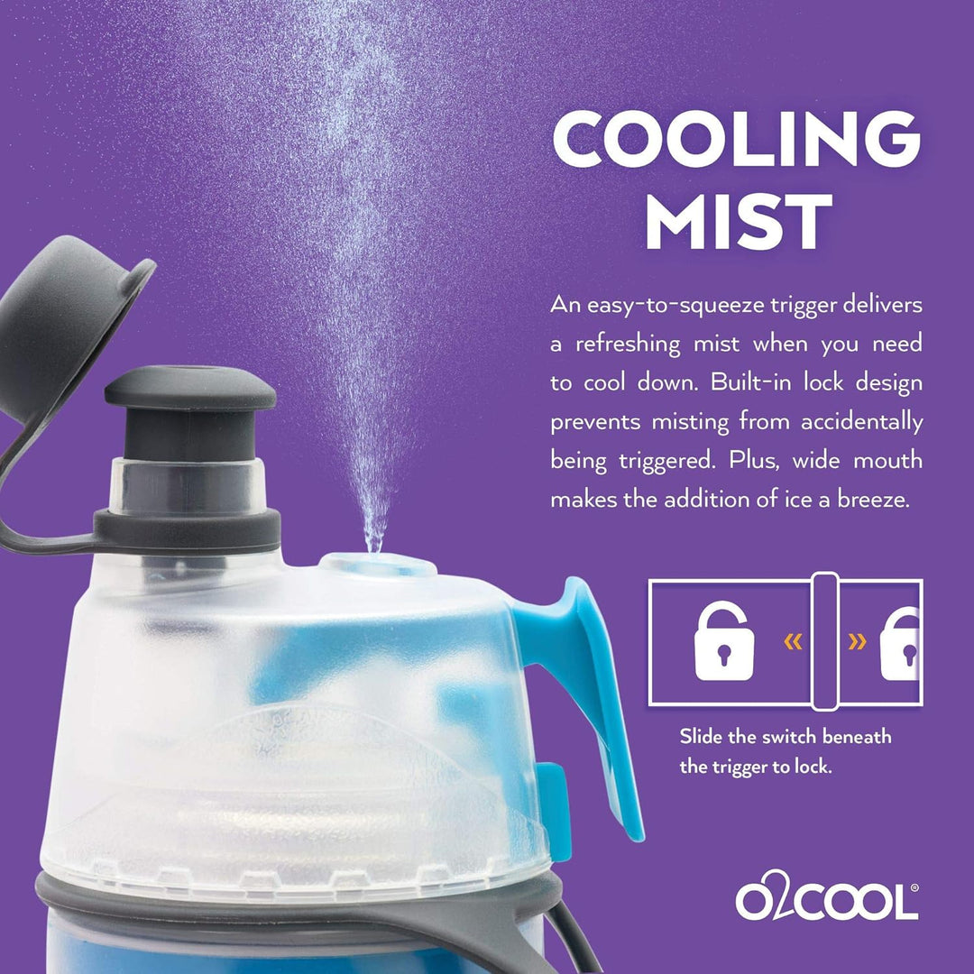 O2COOL Flasche Kids Mist N' Sip Sprühflasche, Kunststoff, Haie, 12 oz, Haie