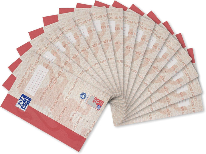 Oxford Schulheft A4 Recycling, 16 Blatt, Lineatur 28, kariert, 15 Stück A4 Lineatur 28, A4 Lineatur