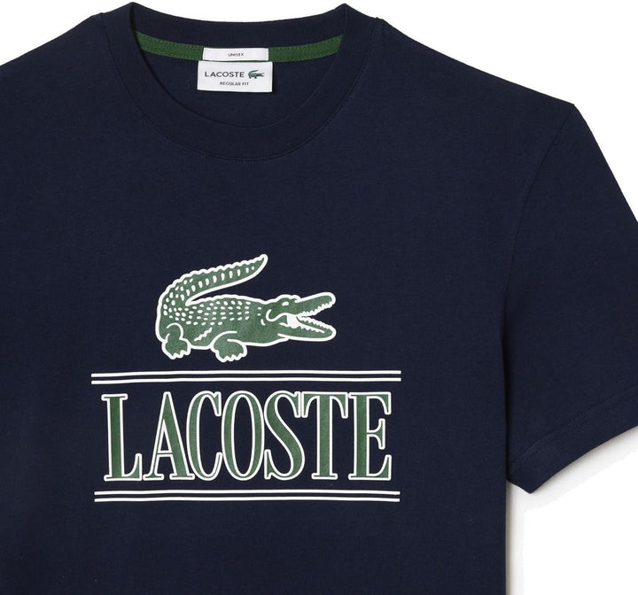 Lacoste Herren T-Shirt Rundhals TH1218, Männer Logo Tshirt,Print Tee,Regular Fit M Navy Blue (166),