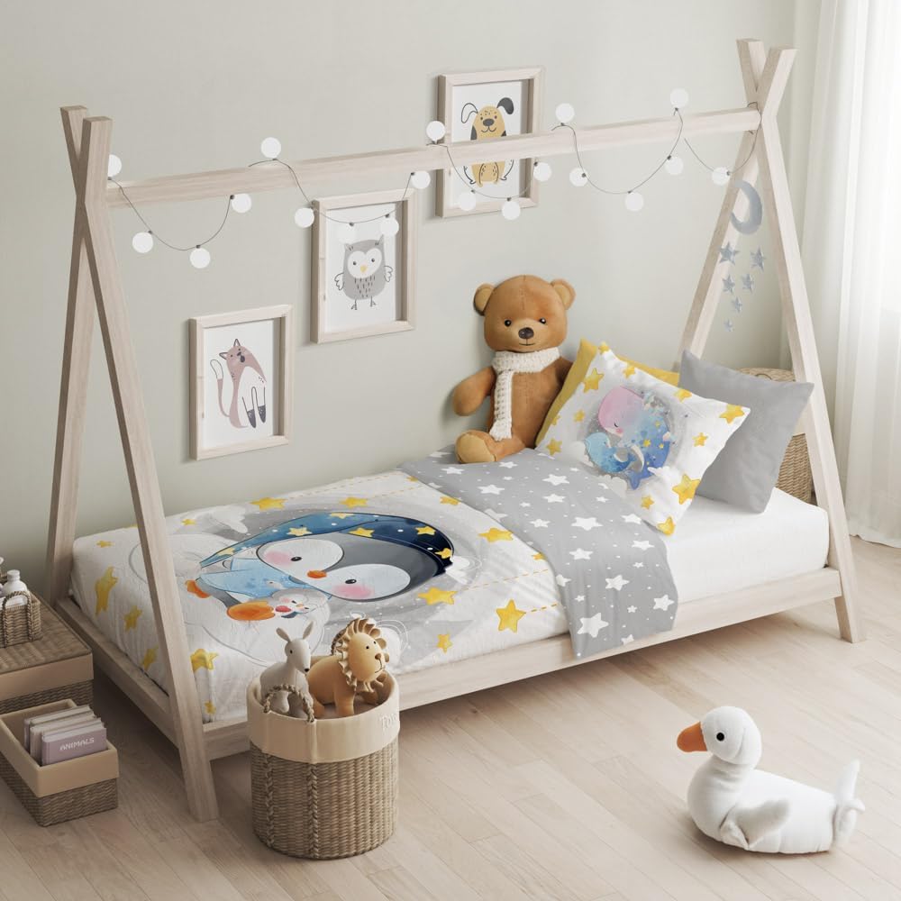Kinderbettwäsche 100x135 cm aus 100% Baumwolle Weiche & Farbenfrohe | Baby Bettwäsche Set Perfekt fü