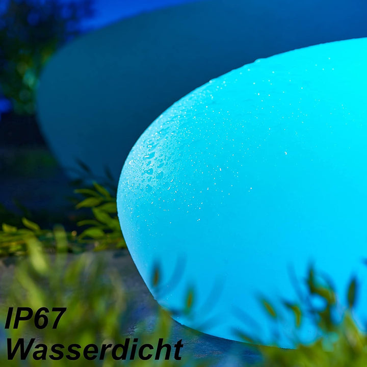 Solarlampen für Aussen, wasserdichte Kugelleuchte im Stein-Design & Milchglas-Optik, 8+1 Farben, aut