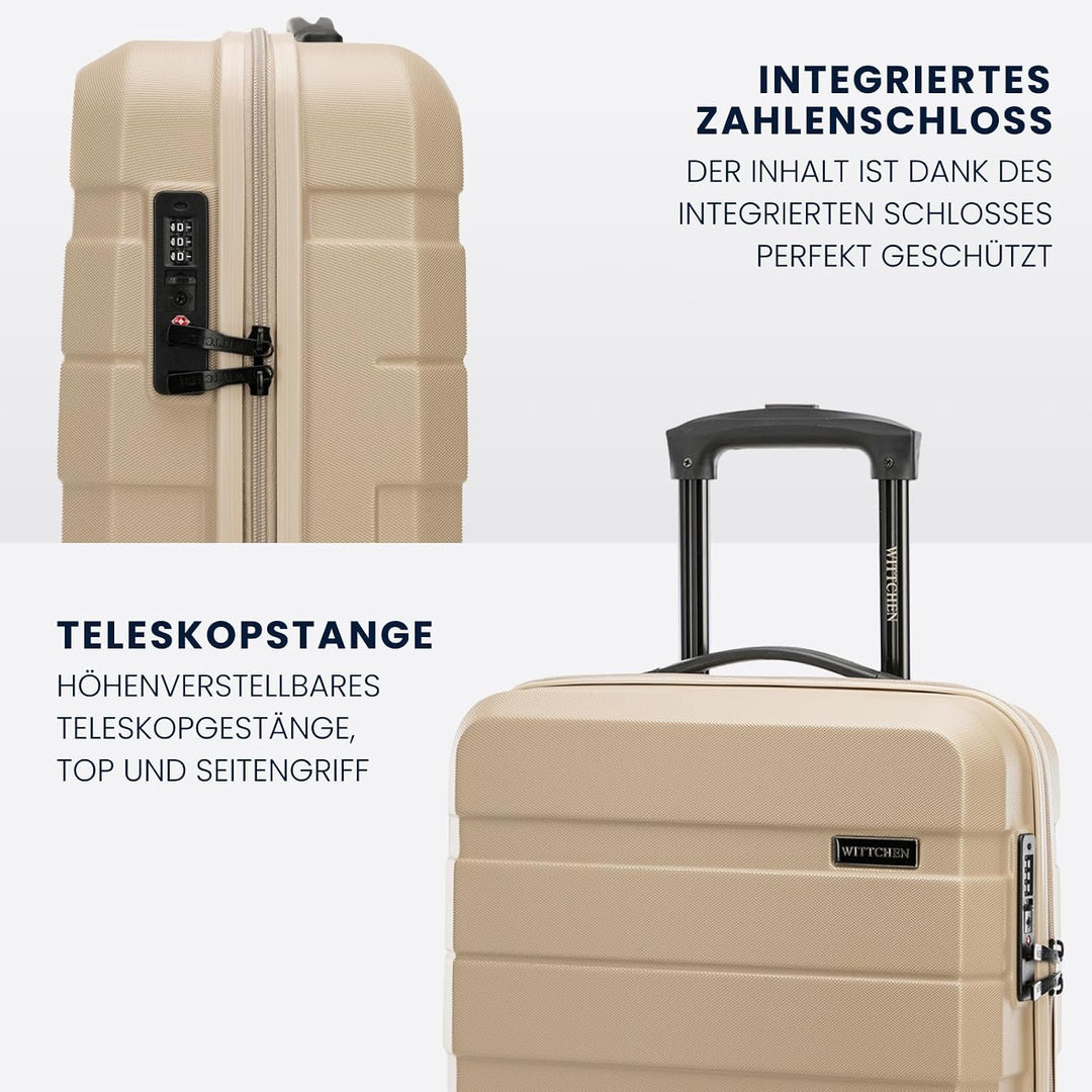 WITTCHEN COMODO Line Koffer Handgepäck Gepäck-Set aus ABS Teleskopgriff TSA Schloss 4 Doppelräder Be