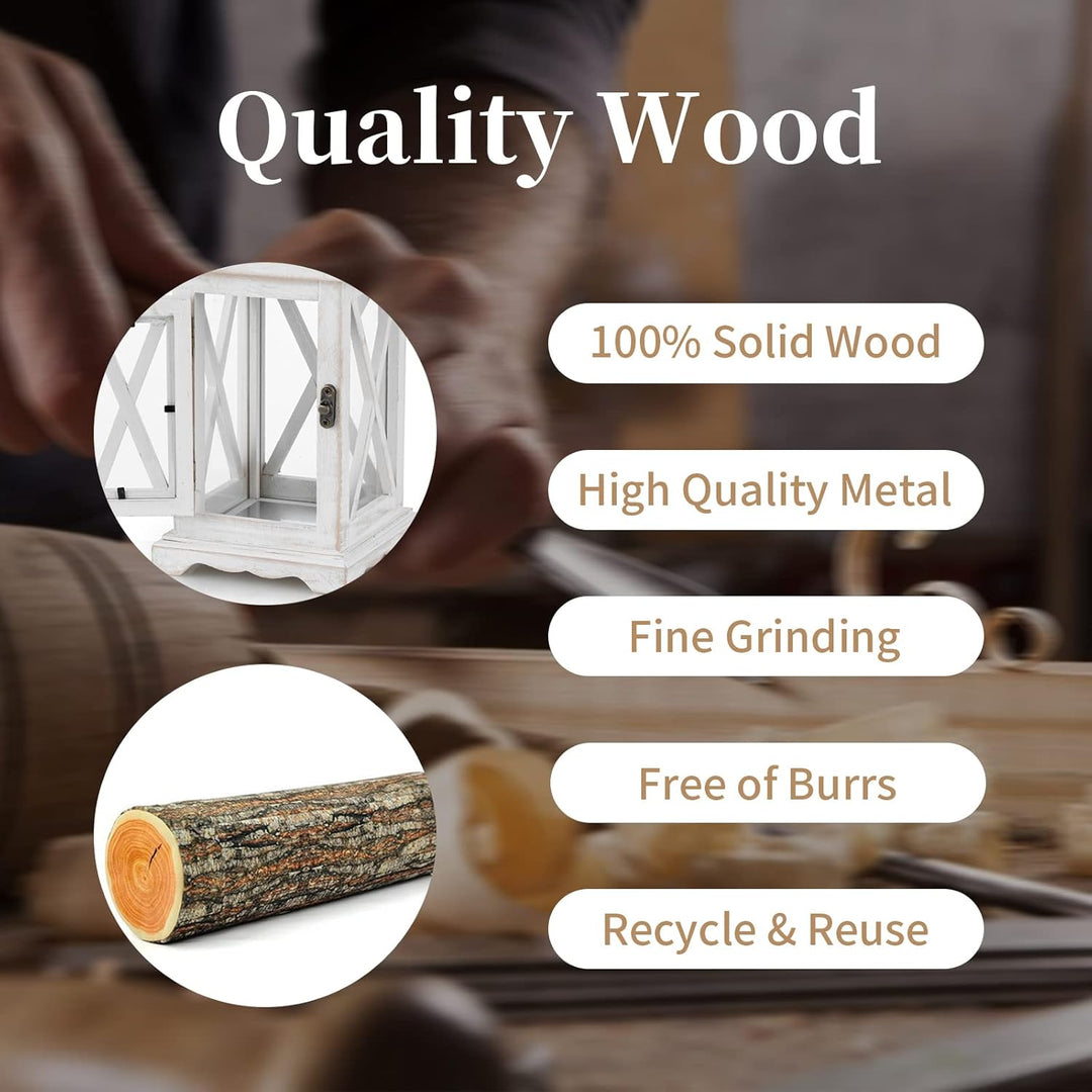 Sziqiqi Laterne Kerzenhalter Vintage Windlicht Laterne Holz Metall Dekorative Windlichthalter für Dr