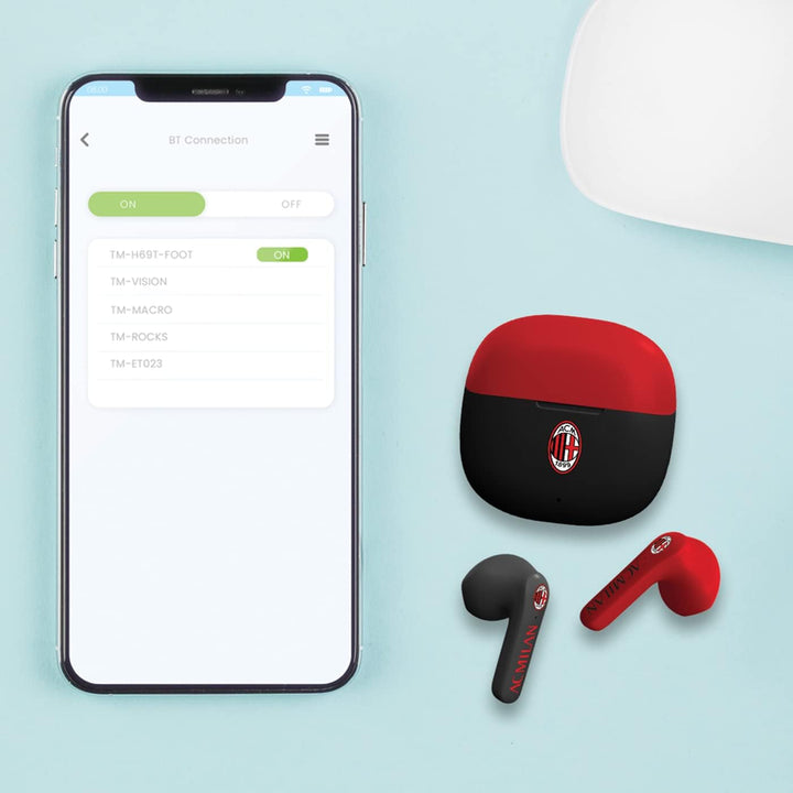 AC Milan TECHMADE Kopfhörer Kabellos In Ear, Kopfhörer mit Ladebox Rot/Schwarz