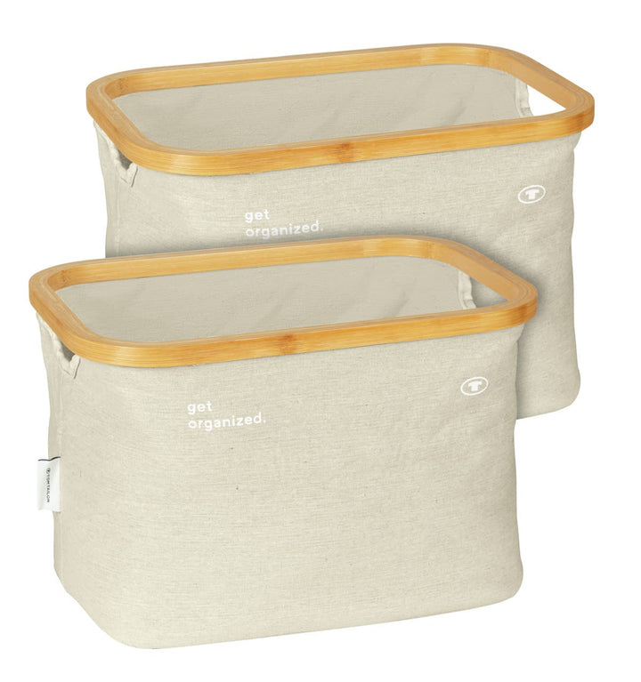 TOM TAILOR Aufbewahrungskorb, 2er Set, praktischer Organizer mit Bambusrahmen, Moderne Aufbewahrungs