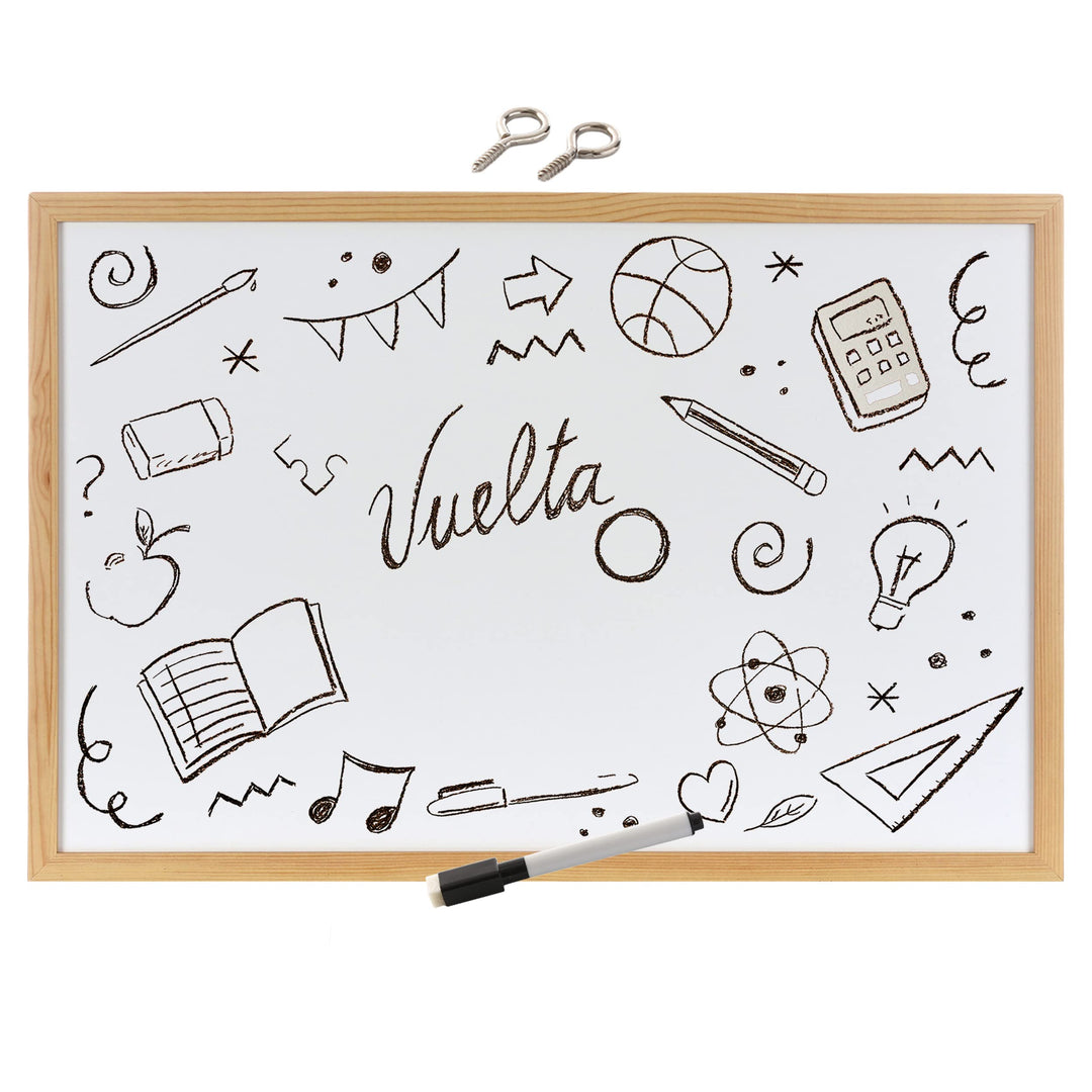 40x60cm Whiteboard mit Holzrahmen, Kreidetafel Löschbar, Weiss Tafel Schwarzer Marker, 40x60cm Weiss
