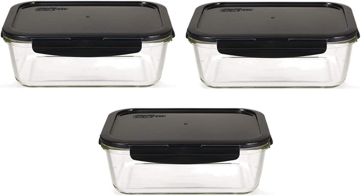 LOCK & LOCK Boroseal Frischhaltedosen aus Glas - 3er Vorratsdosenset - eckig - mit Deckel für Backof