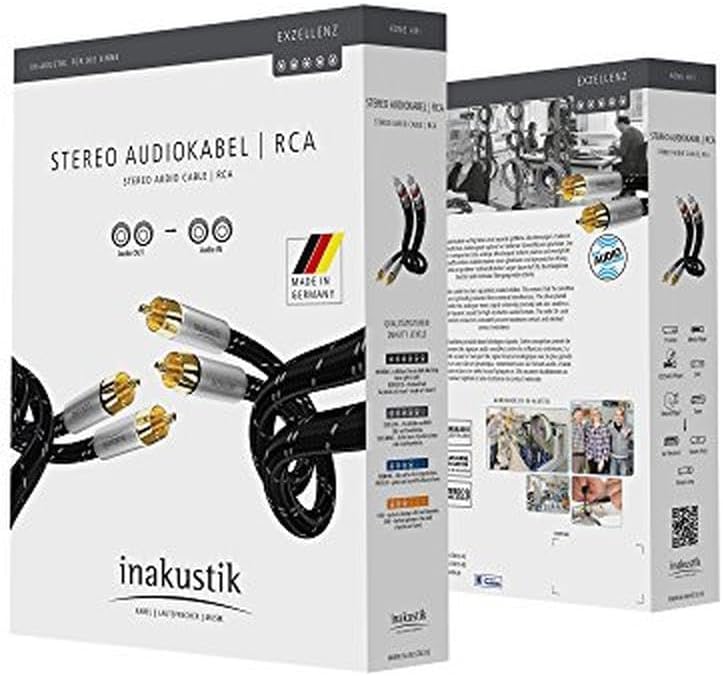 inakustik 006041007 Audiokabel 2 Cinch Stereo 0,75 m für Source Audio/DAC/Tuner/CD-Player/Verstärker